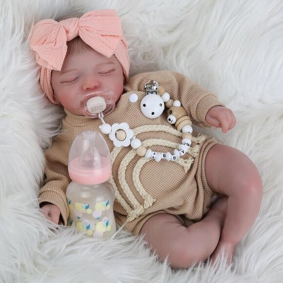 20 Inch Reborn Baby Doll Realistic Newborn Sleeping Soft Cloth Body Toy for Kids